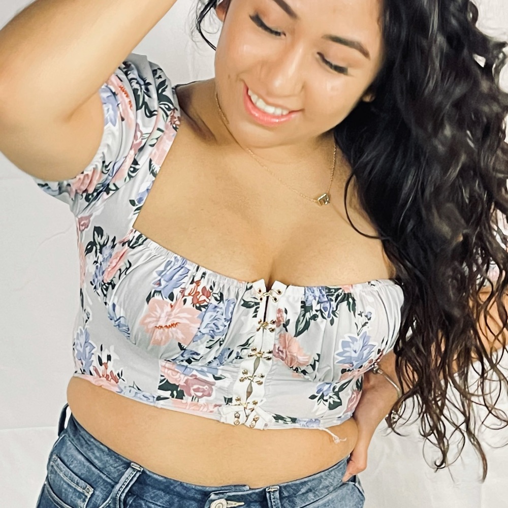 Square Collar Corset Crop Top